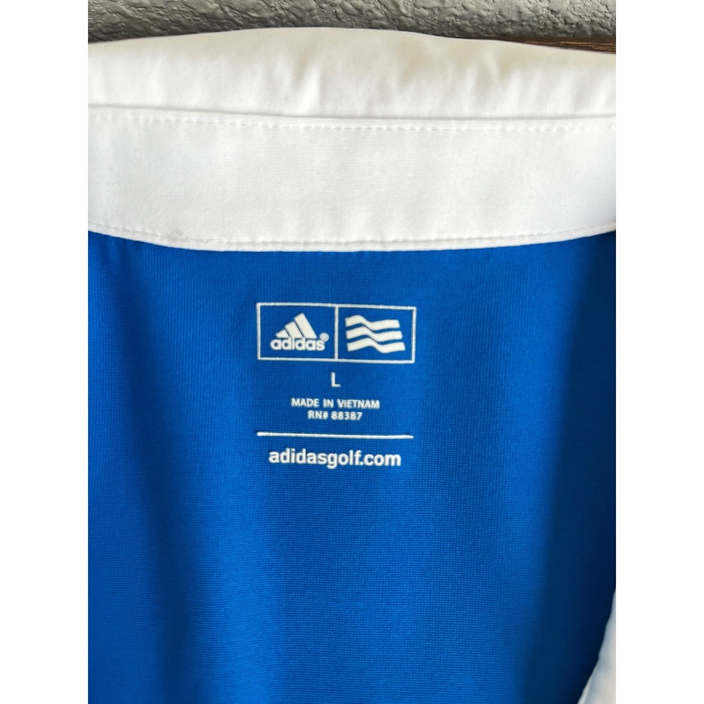 Adidas Golf Womens Sleeveless Polo Shirt Blue Neon Yellow Graphic Size L - Picture 2 of 8